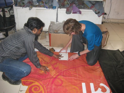 Checking out the banner material with Conserve India's sampling unit